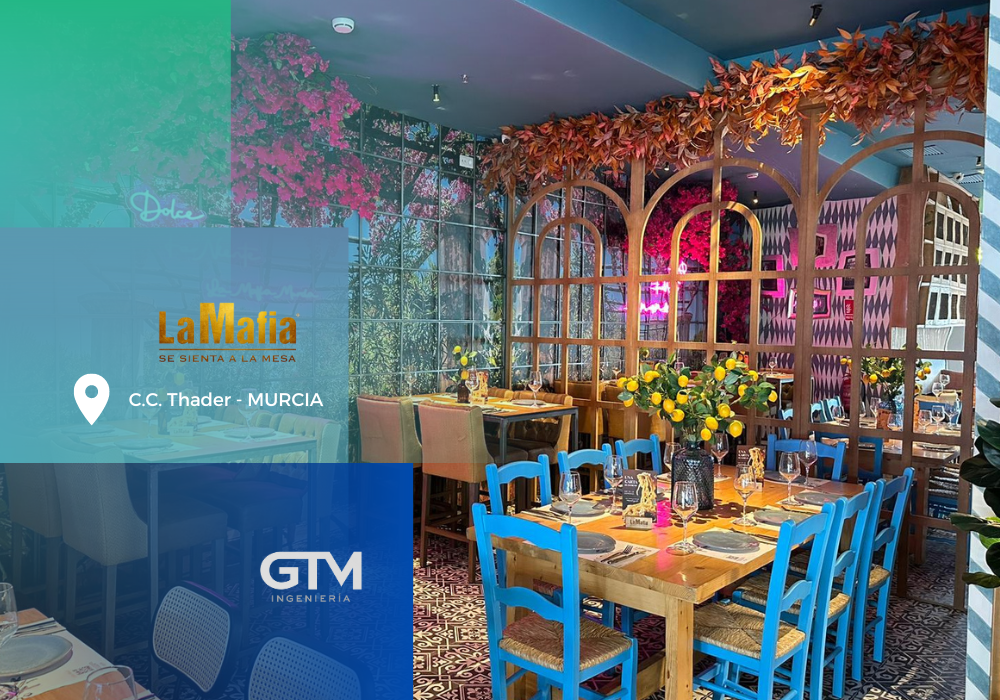 imagen del interior del restaurante la mafia se sienta a la mesa, en el Centro comercial Thader, Murcia.